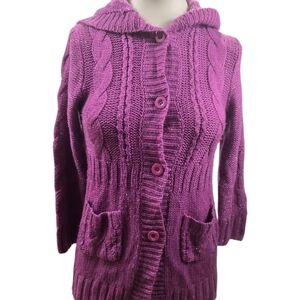 Women's Purple Cable Knit Sweater